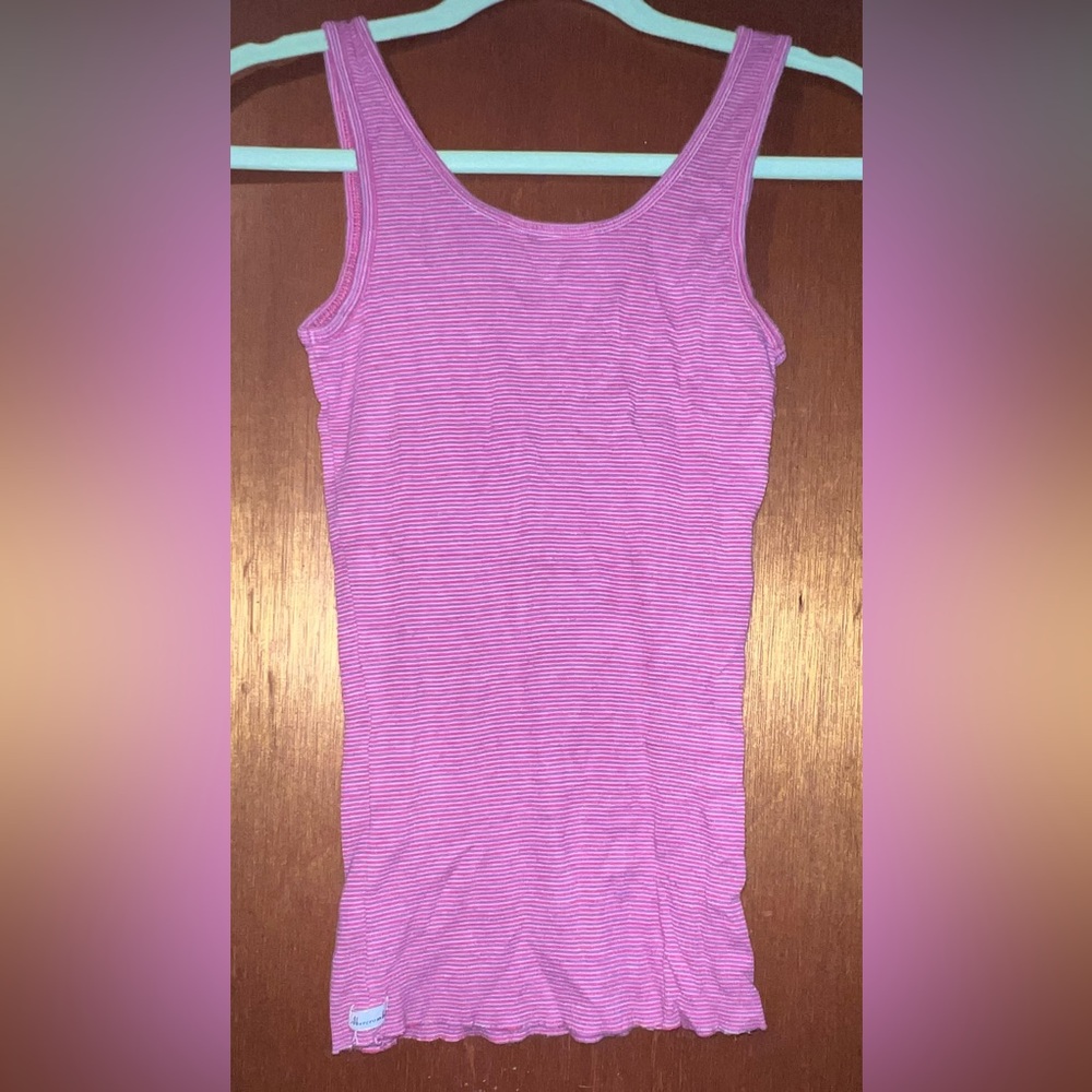 Abercrombie & Fitch Pink & Pink Striped Ribbed Tank Size Medium Y2K - Picture 7 of 11